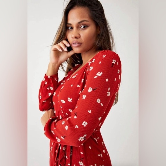 Billabong ♥️ Lovin You Ruffle Floral Wrap Mini Dress - Picture 10 of 16